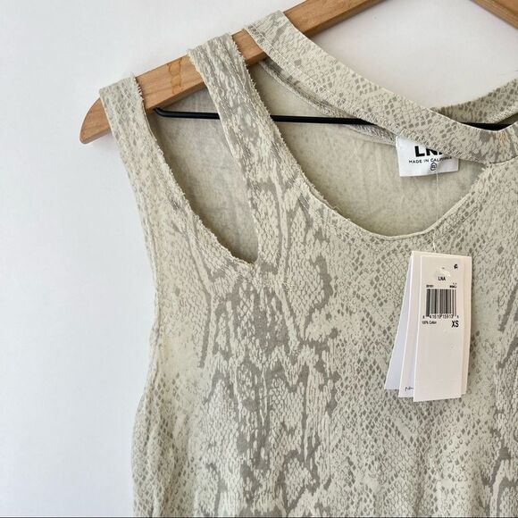 LNA Double Cut Snake Tank Dress in Cream and Tan XS - Picture 5 of 5